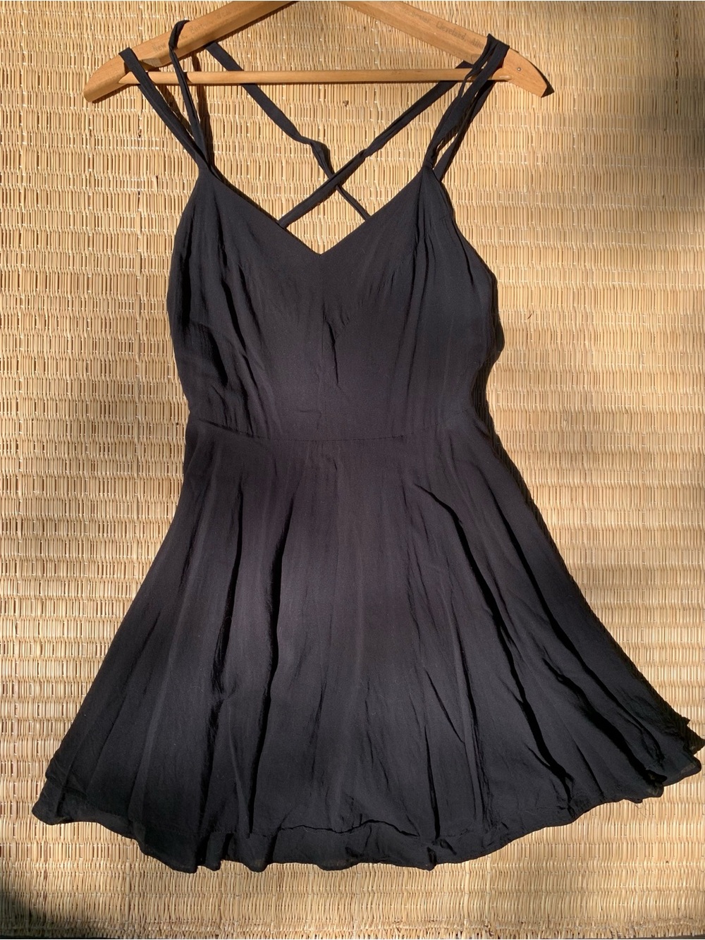 Sexy Cute Strappy Black Dress with flowing skirt and backside gather